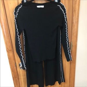 Zara Black and White Ribbed Pants Set
